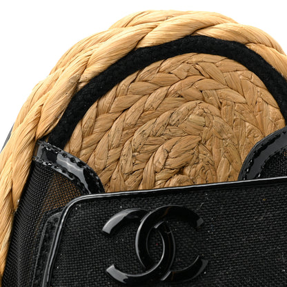 Chanel Mesh Patent Calfskin Velcro Dad Sandals 37.5 Black 9 of 10