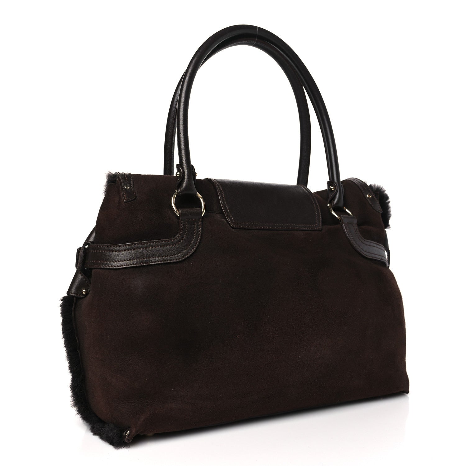 Salvatore Ferragamo SALVATORE FERRAGAMO Suede Stitched Hobo Brown 3 of 10