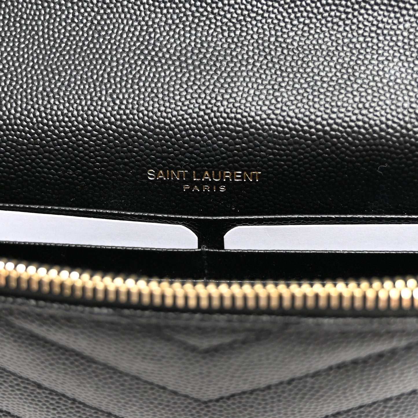Grain De Poudre Matelasse Chevron Monogram Envelope Chain Wallet Black