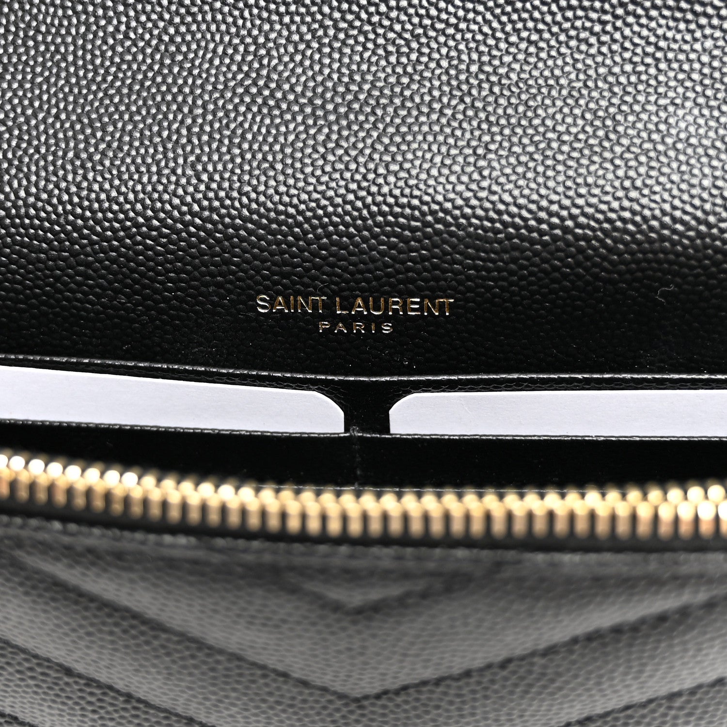Saint Laurent Grain De Poudre Matelasse Chevron Monogram Envelope Chain Wallet Black 6 of 10