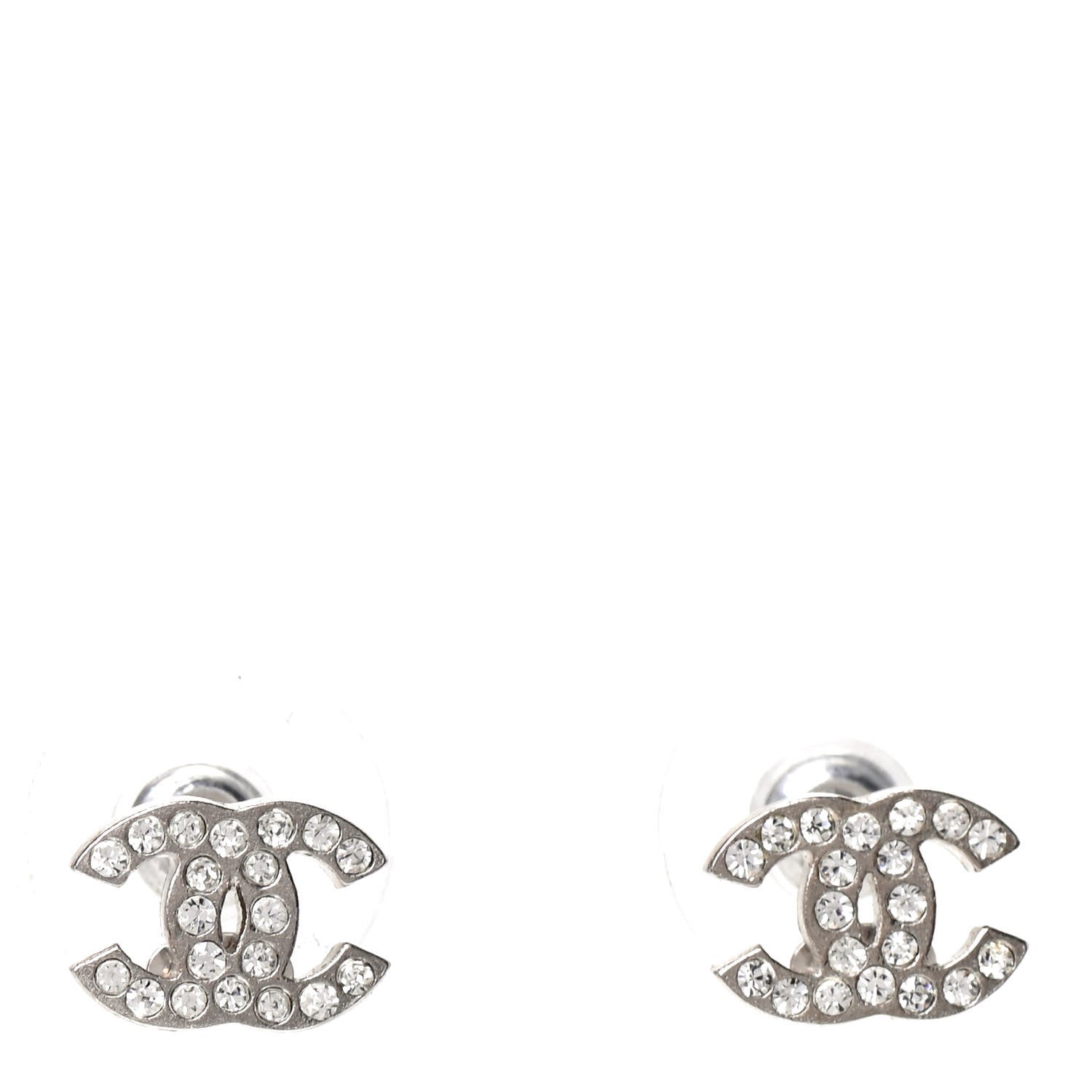 Chanel Crystal Mini Timeless CC Earrings Silver 1 of 5