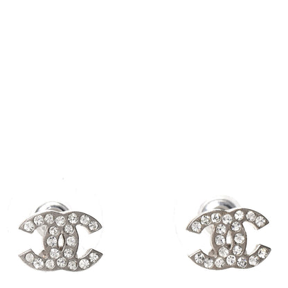 Chanel Crystal Mini Timeless CC Earrings Silver 1 of 5