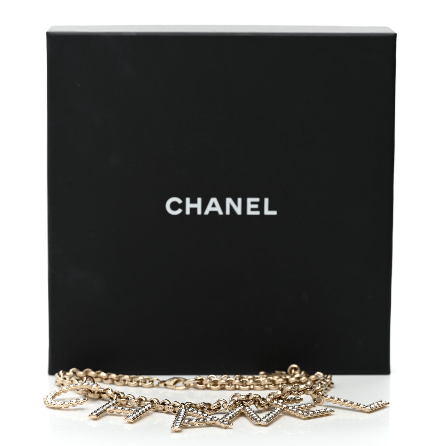 Chanel Crystal City of Lights Letter Chain Necklace Gold 6 of 6