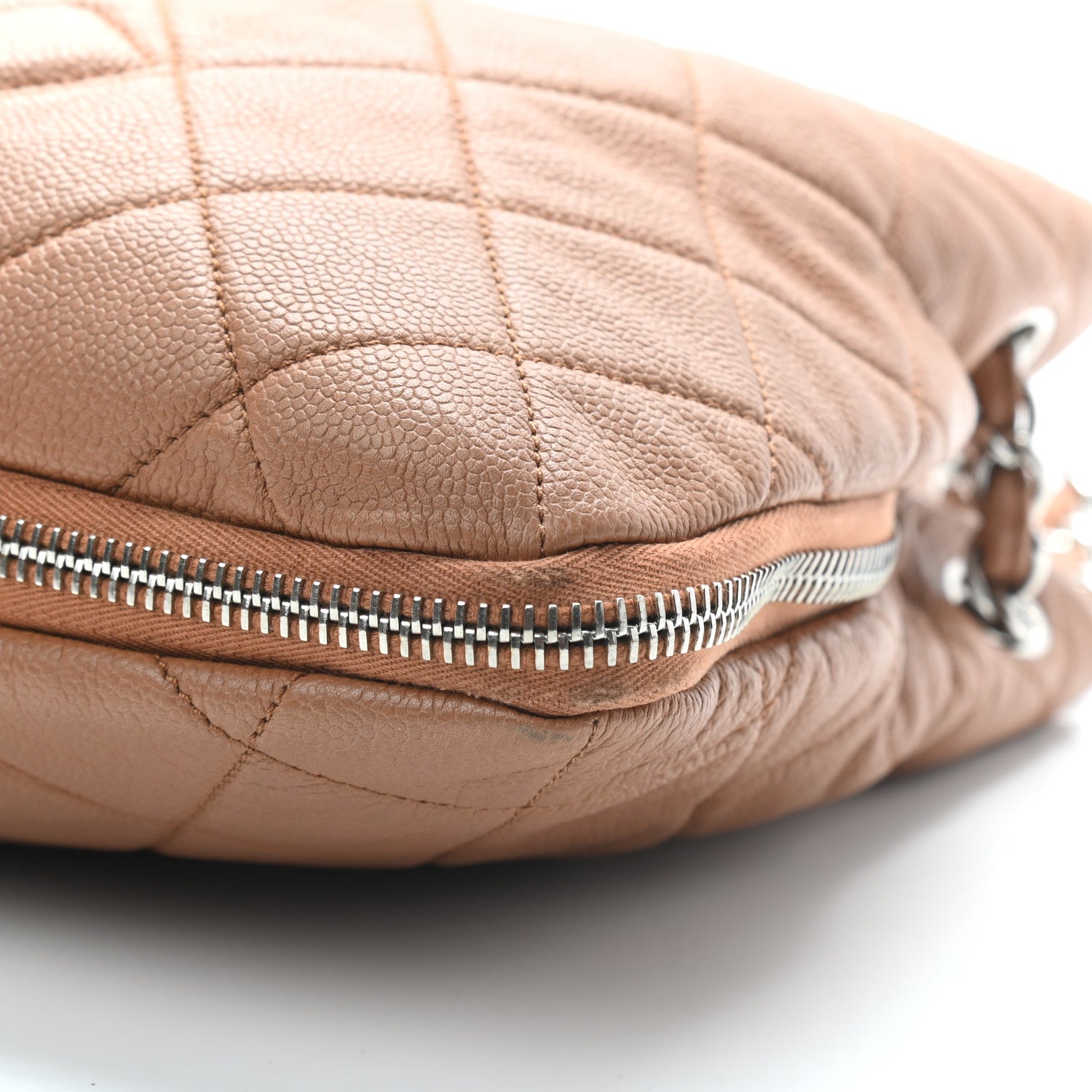 Chanel Caviar Quilted Expandable Zip Shoulder Bag Beige 34 of 43