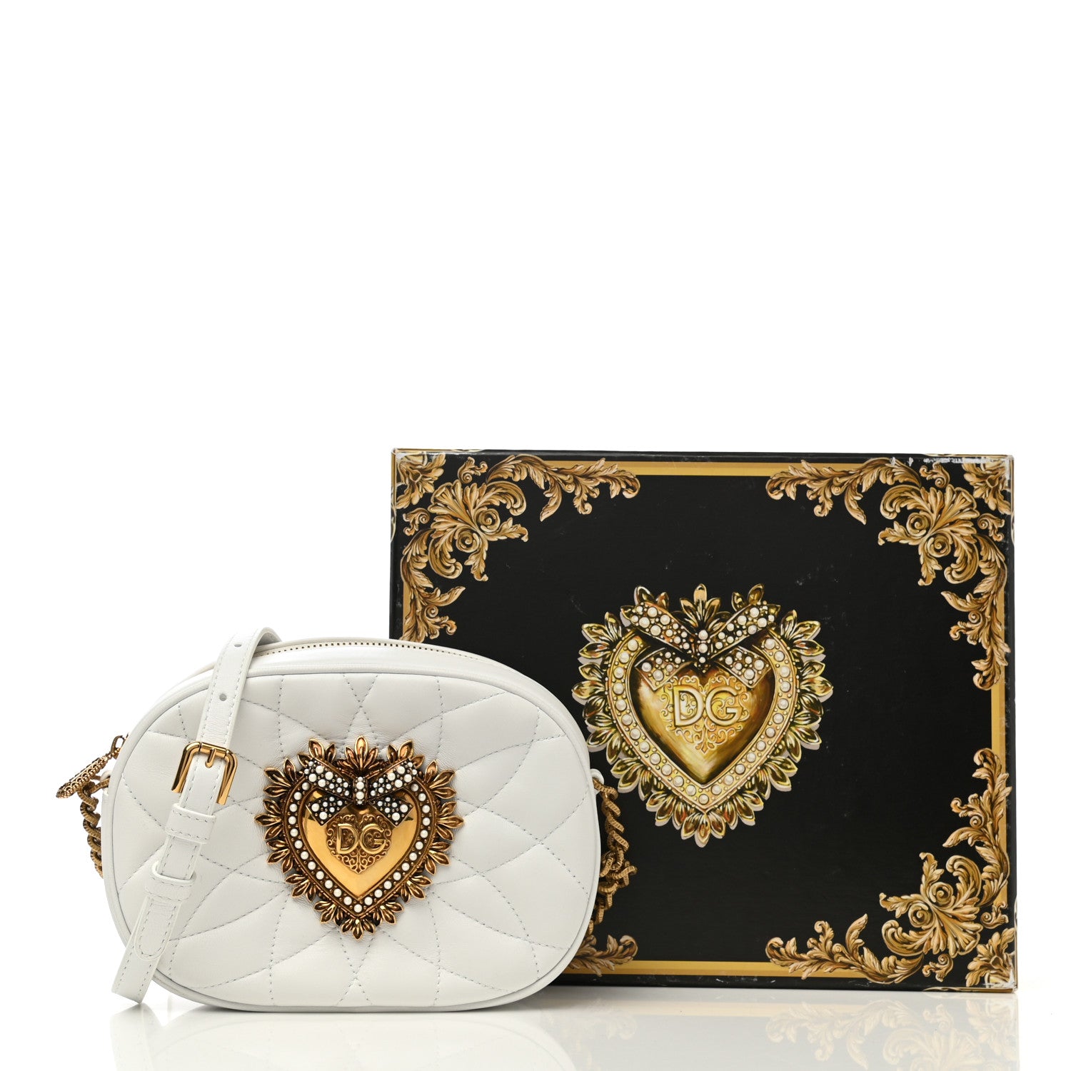 Dolce & Gabbana Smooth Calfskin Mini Devotion Camera Bag White 9 of 9