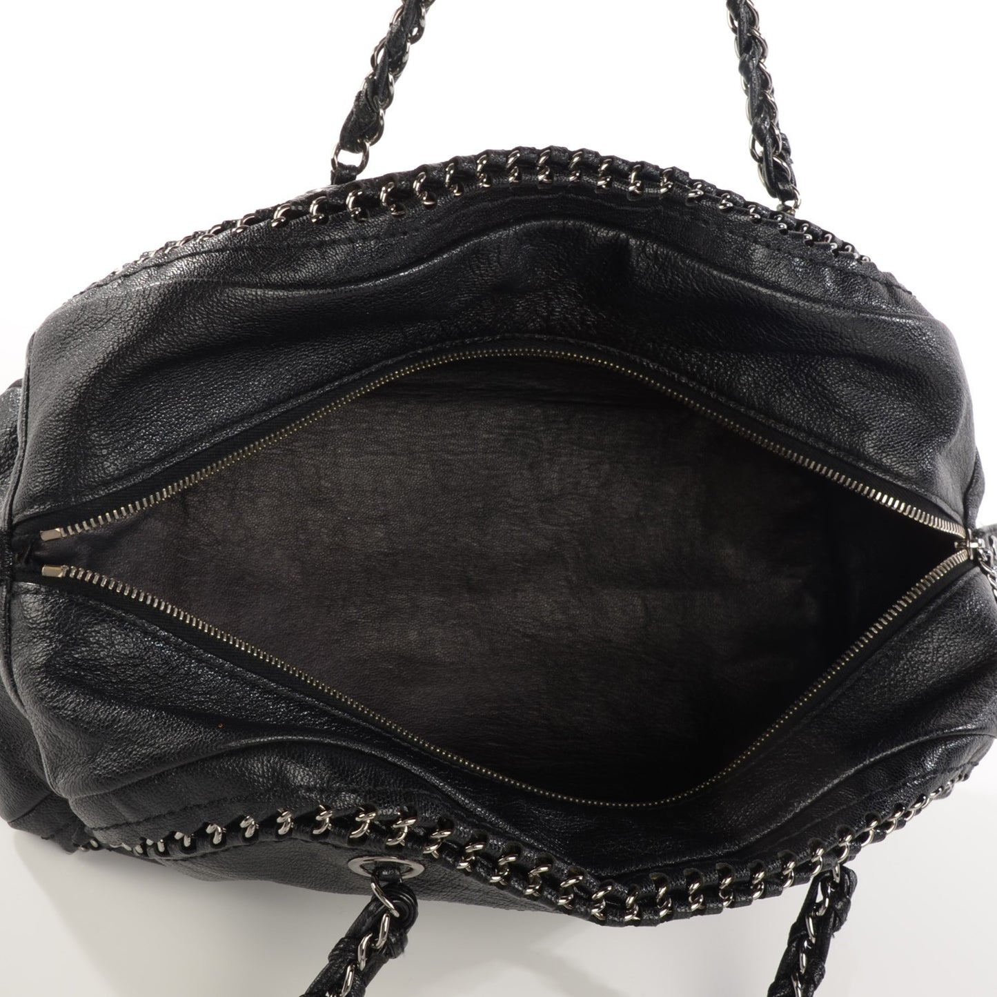 Metallic Goatskin Medium Luxe Ligne Bowler Black