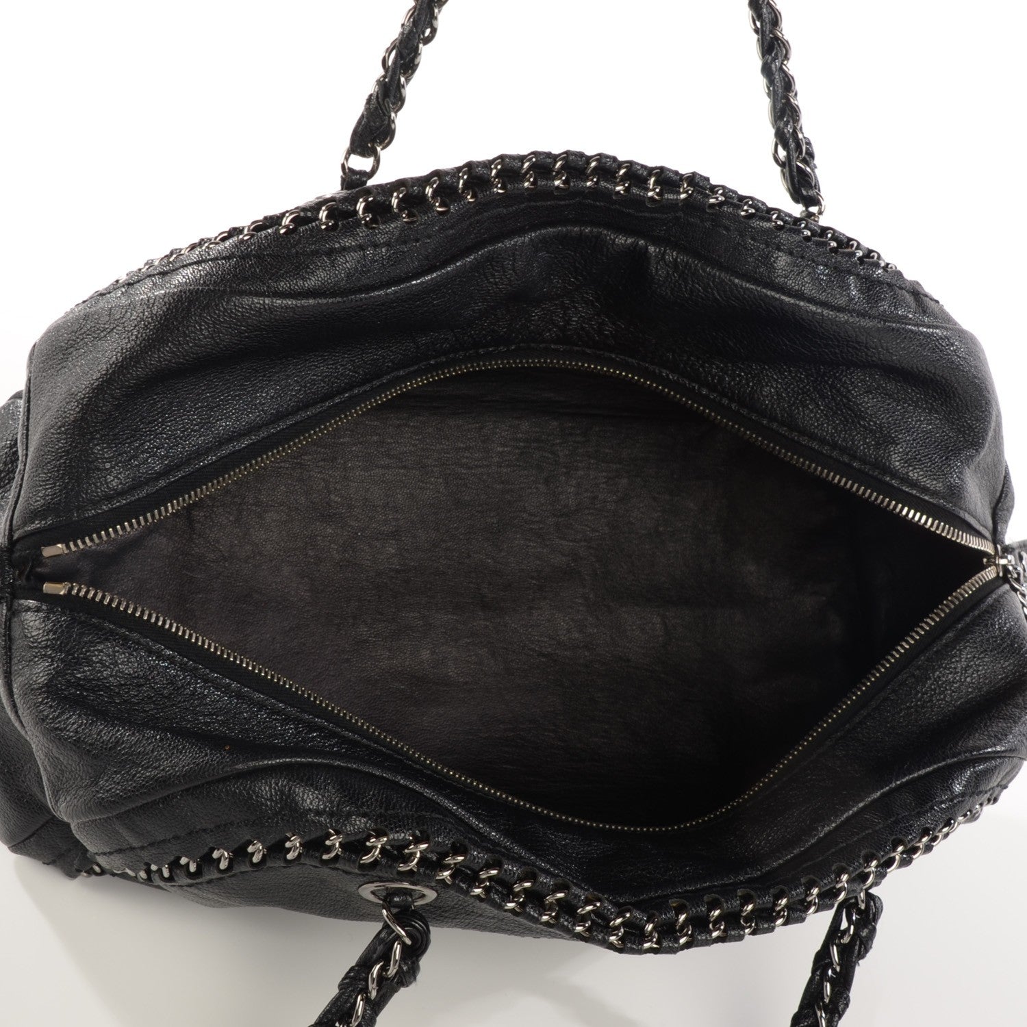 Chanel Metallic Goatskin Medium Luxe Ligne Bowler Black 5 of 6