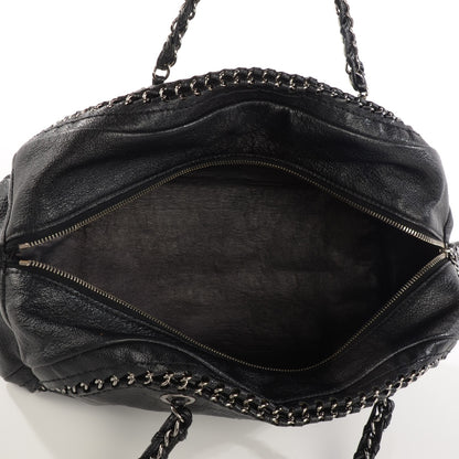 Chanel Metallic Goatskin Medium Luxe Ligne Bowler Black 5 of 6