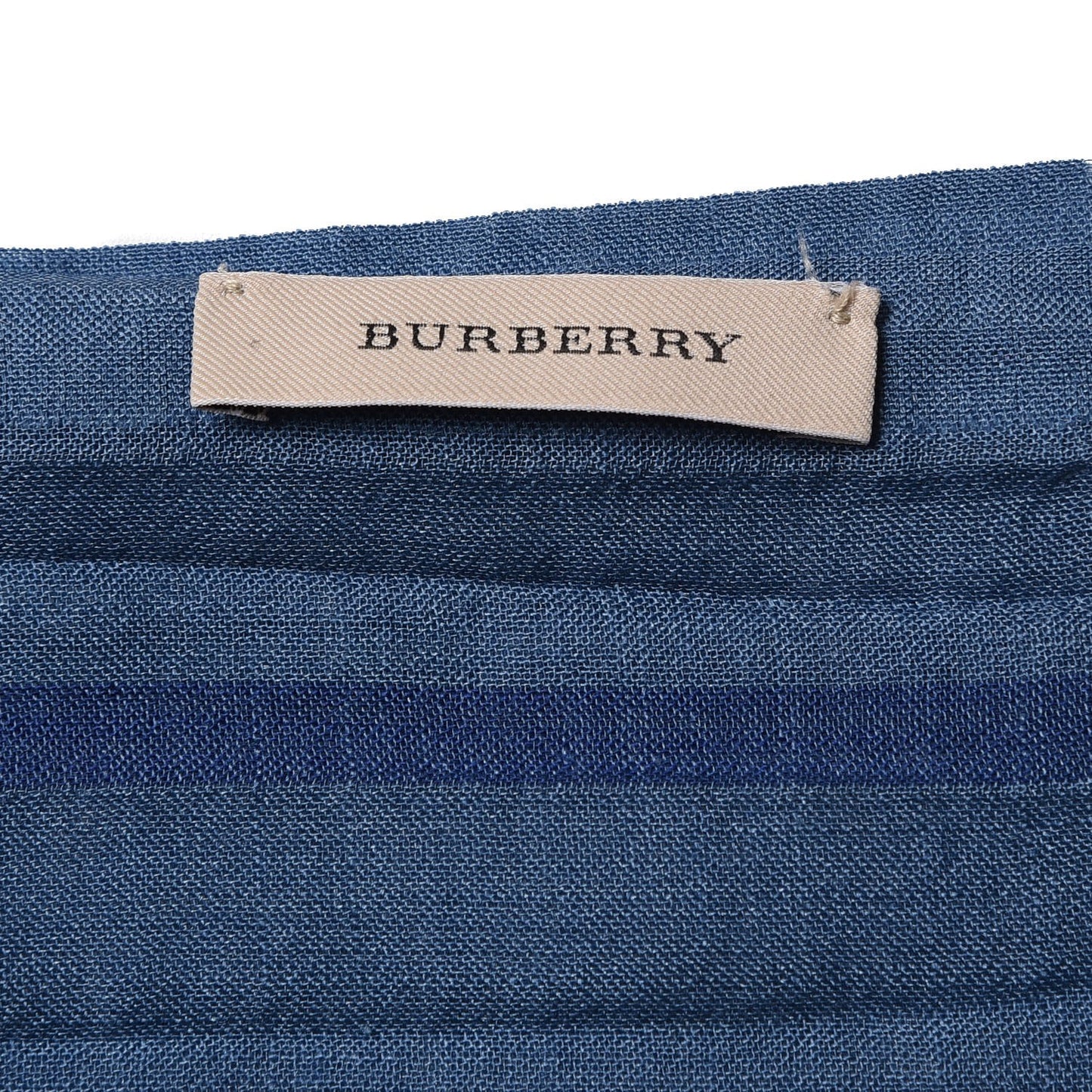 Wool Silk Gauze Giant Check Scarf Blue