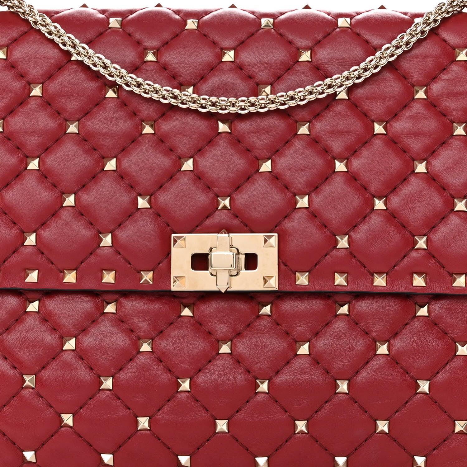 Valentino Garavani Lambskin Large Rockstud Spike Shoulder Bag Red 7 of 15