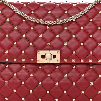 Valentino Garavani Lambskin Large Rockstud Spike Shoulder Bag Red 7 of 15