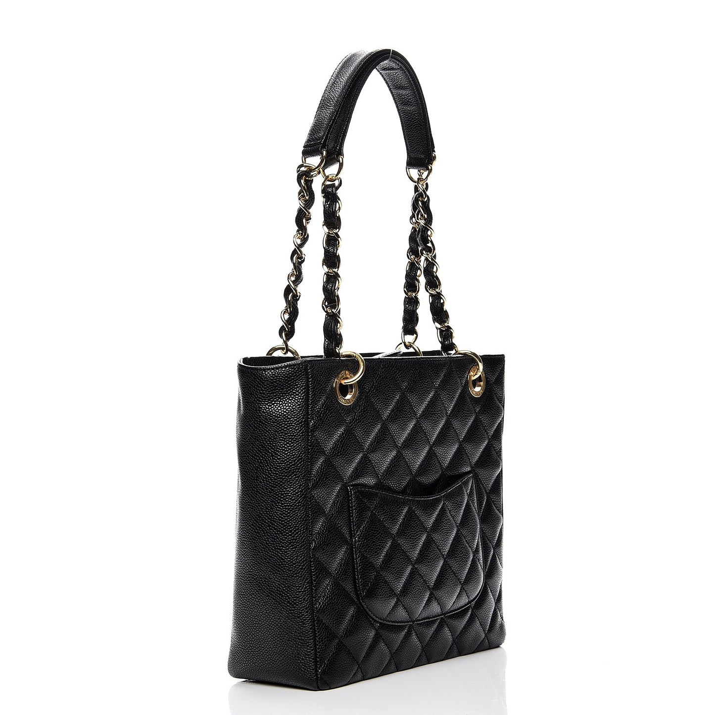 Caviar Quilted Petit Shopping Tote PST Black