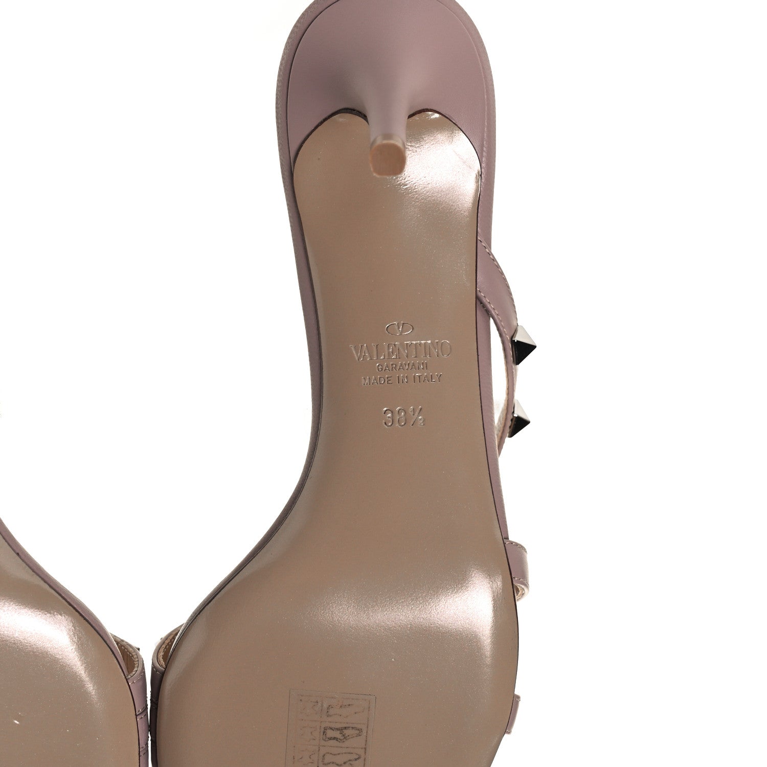 Valentino Garavani Calfskin Nappa Rockstud 60mm Slide Sandals 38.5 Poudre 6 of 10