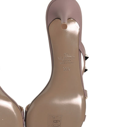 Valentino Garavani Calfskin Nappa Rockstud 60mm Slide Sandals 38.5 Poudre 6 of 10
