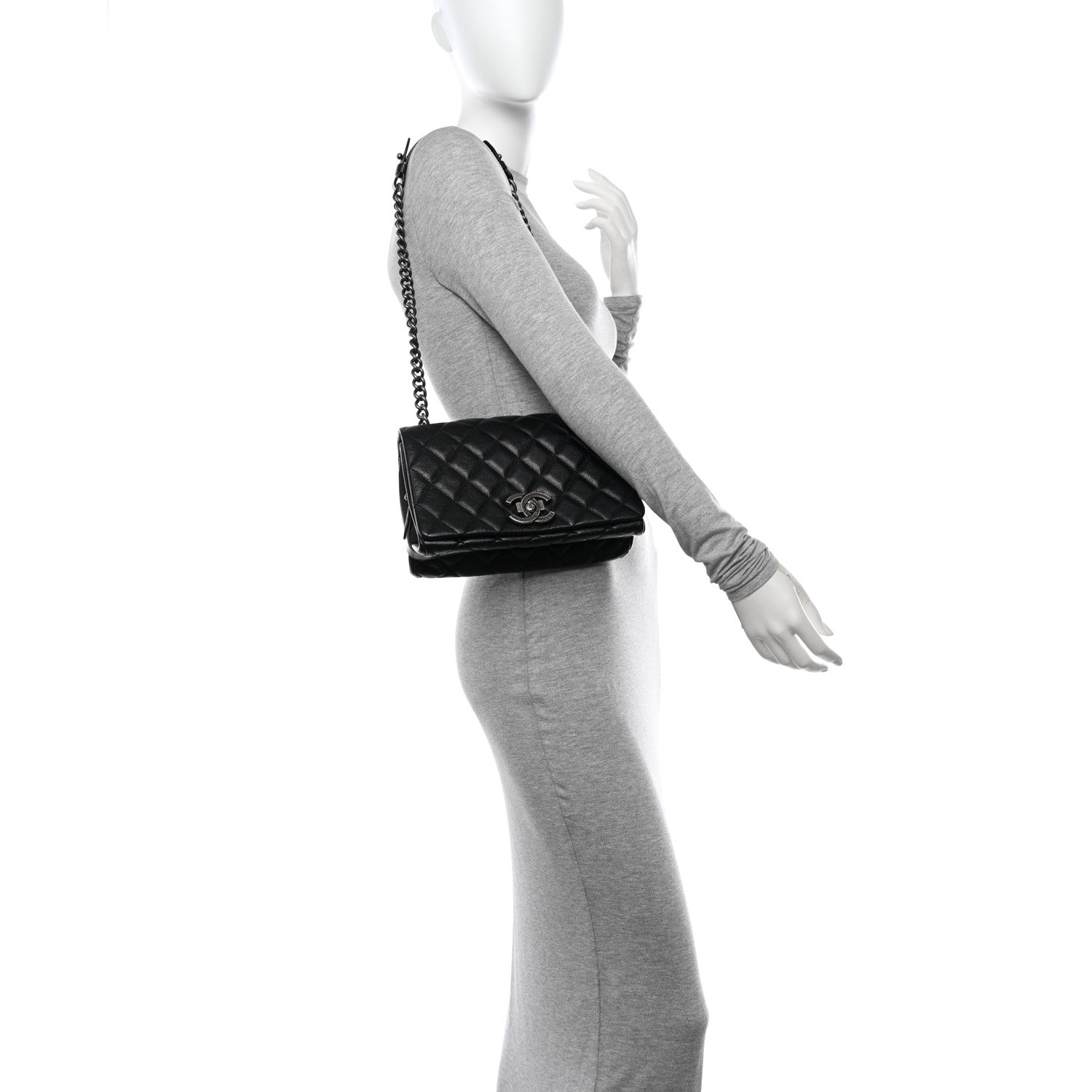 Chanel Goatskin Quilted Medium City Rock Flap Black 2 of 10