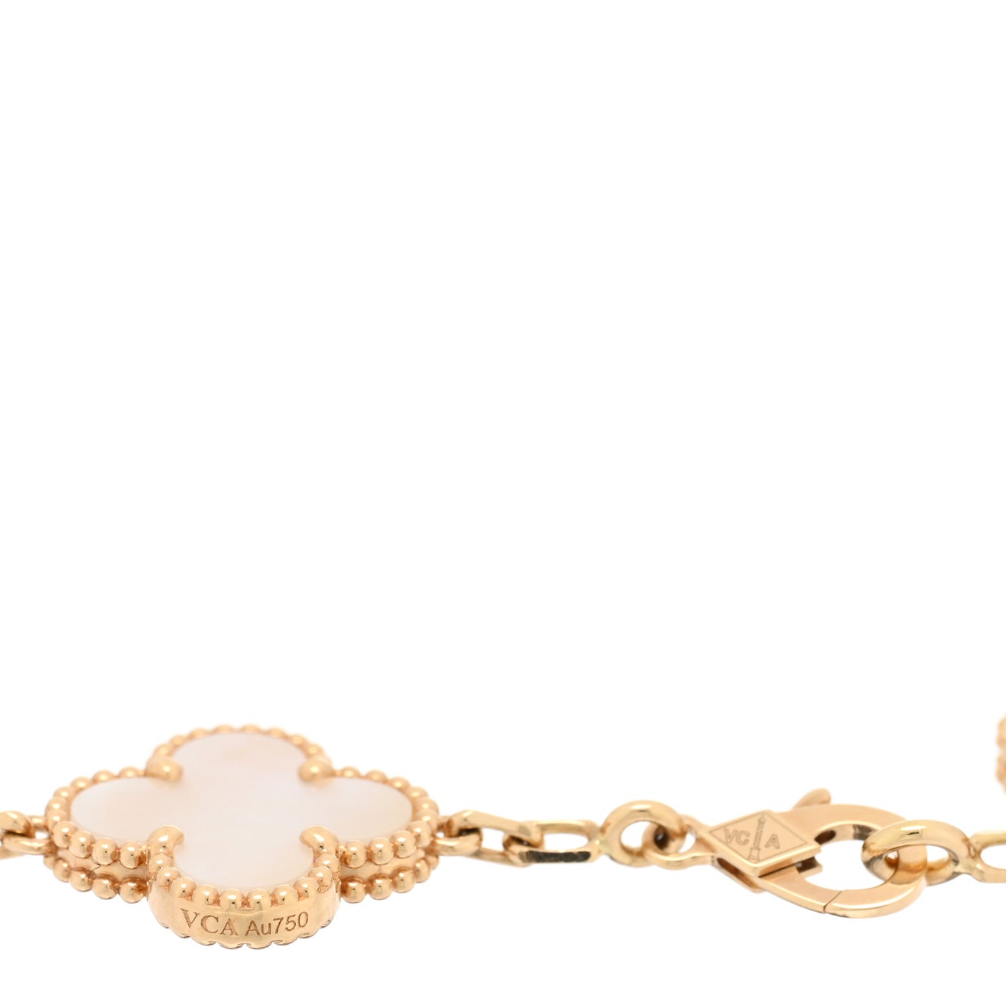 18K Yellow Gold Mother of Pearl 5 Motifs Vintage Alhambra Bracelet