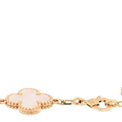 Van Cleef & Arpels 18K Yellow Gold Mother of Pearl 5 Motifs Vintage Alhambra Bracelet 3 of 4