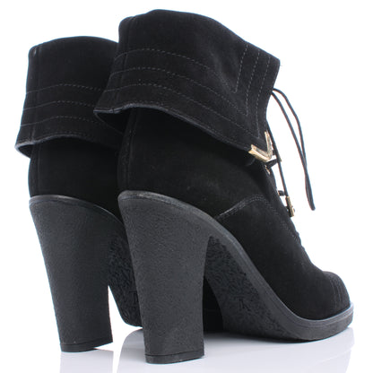 Louis Vuitton Suede Lace Up Ankle Boots 39.5 Black 3 of 7
