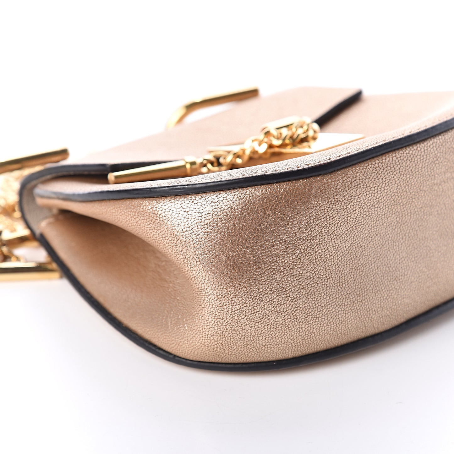 Metallic Goatskin Nano Drew Shoulder Bag Abstract Gold