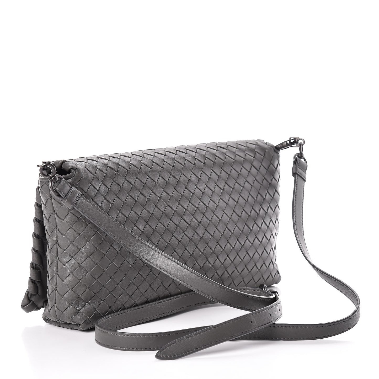 Nappa Intrecciato Dahlia Clutch Crossbody Light Grey