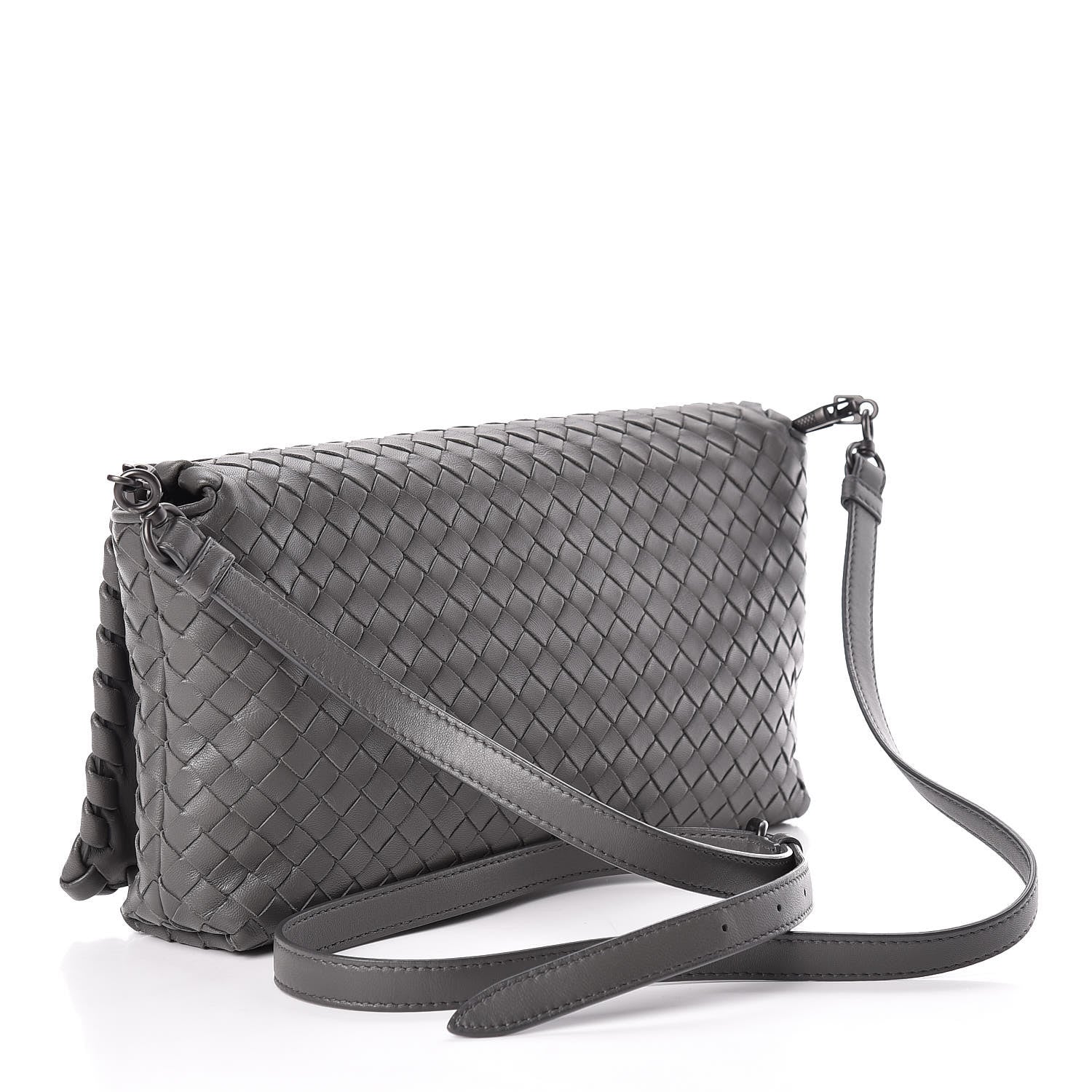 Bottega Veneta Nappa Intrecciato Dahlia Clutch Crossbody Light Grey 3 of 14