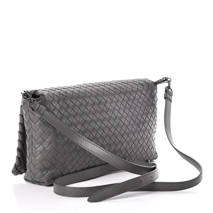 Bottega Veneta Nappa Intrecciato Dahlia Clutch Crossbody Light Grey 3 of 14