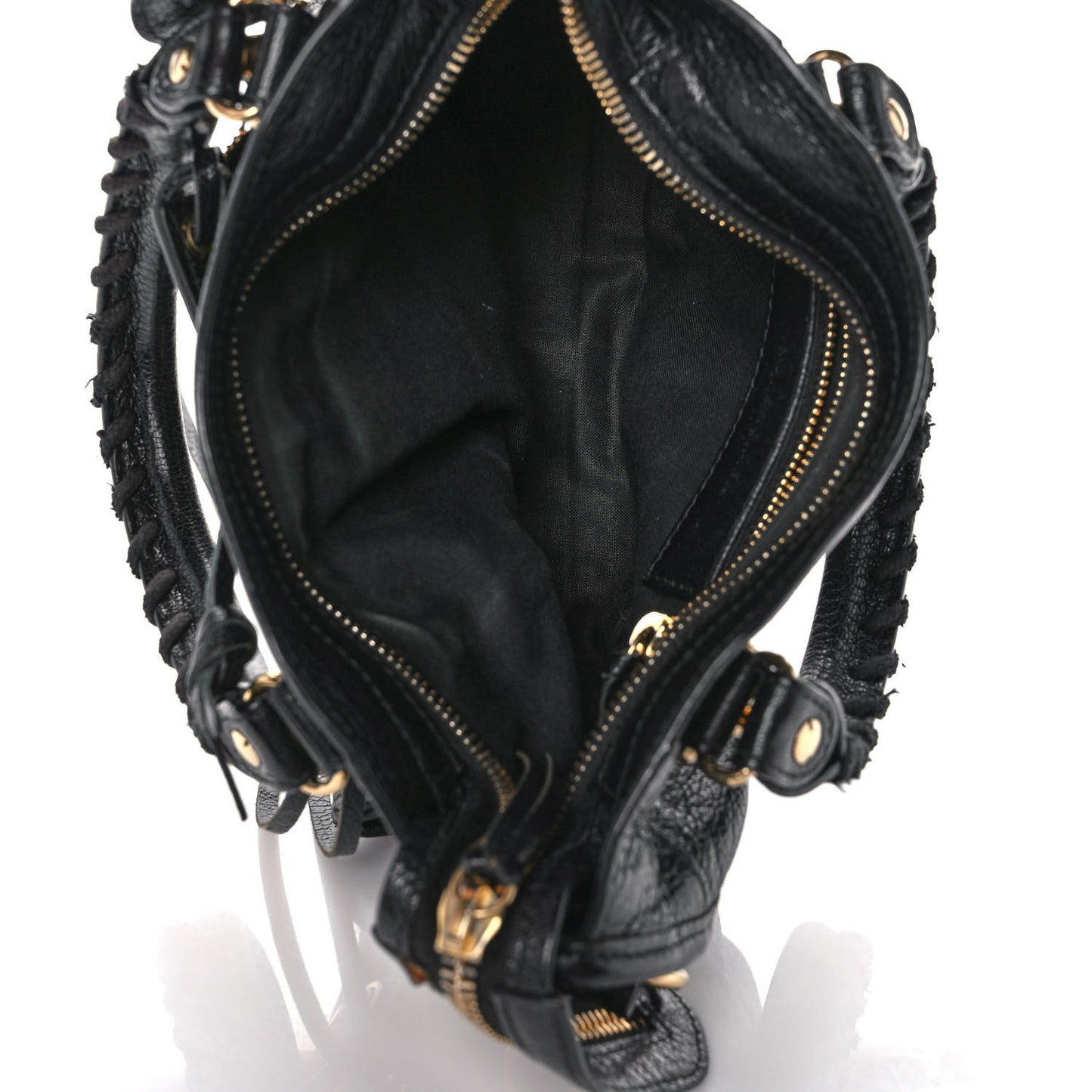 Chevre Gold Metallic Edge Hardware Mini City Black