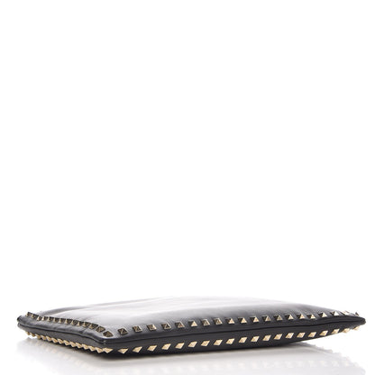 Valentino Garavani Vitello Large Rockstud Zip Wristlet Pouch Black 4 of 7