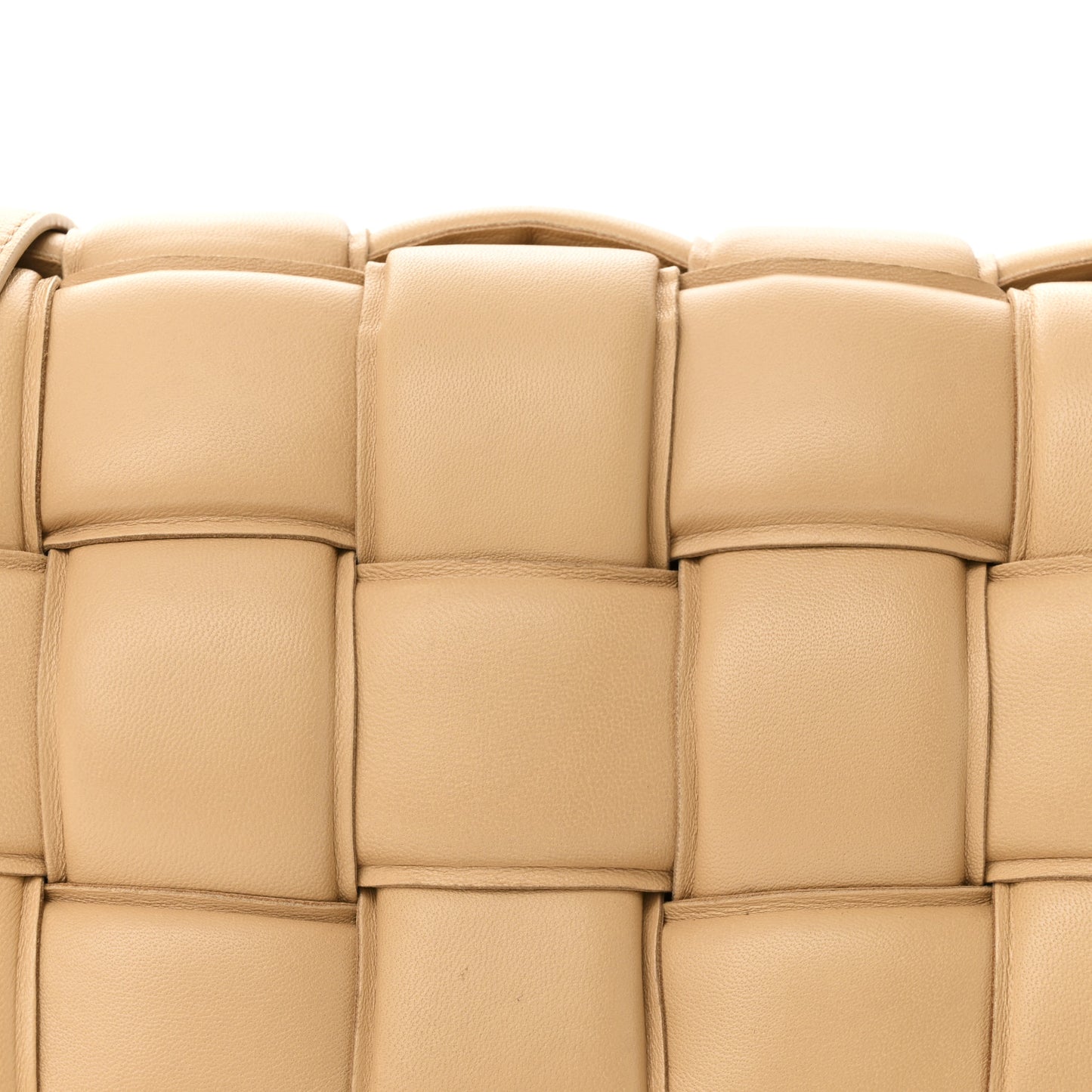 Nappa Maxi Intreccio Small Padded Cassette Crossbody Bag Almond