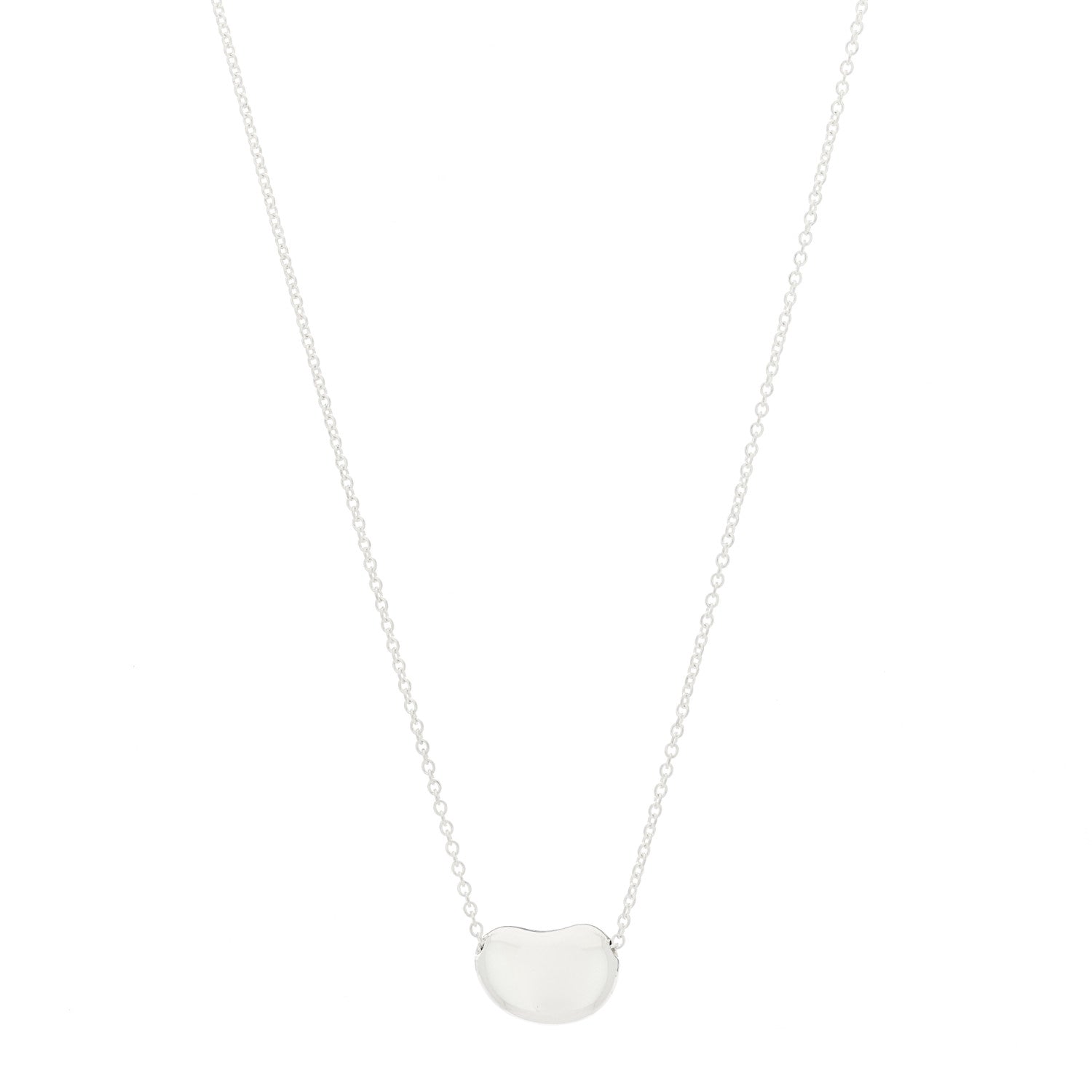 Tiffany Sterling Silver 11mm Elsa Peretti Bean Pendant Necklace 1 of 5