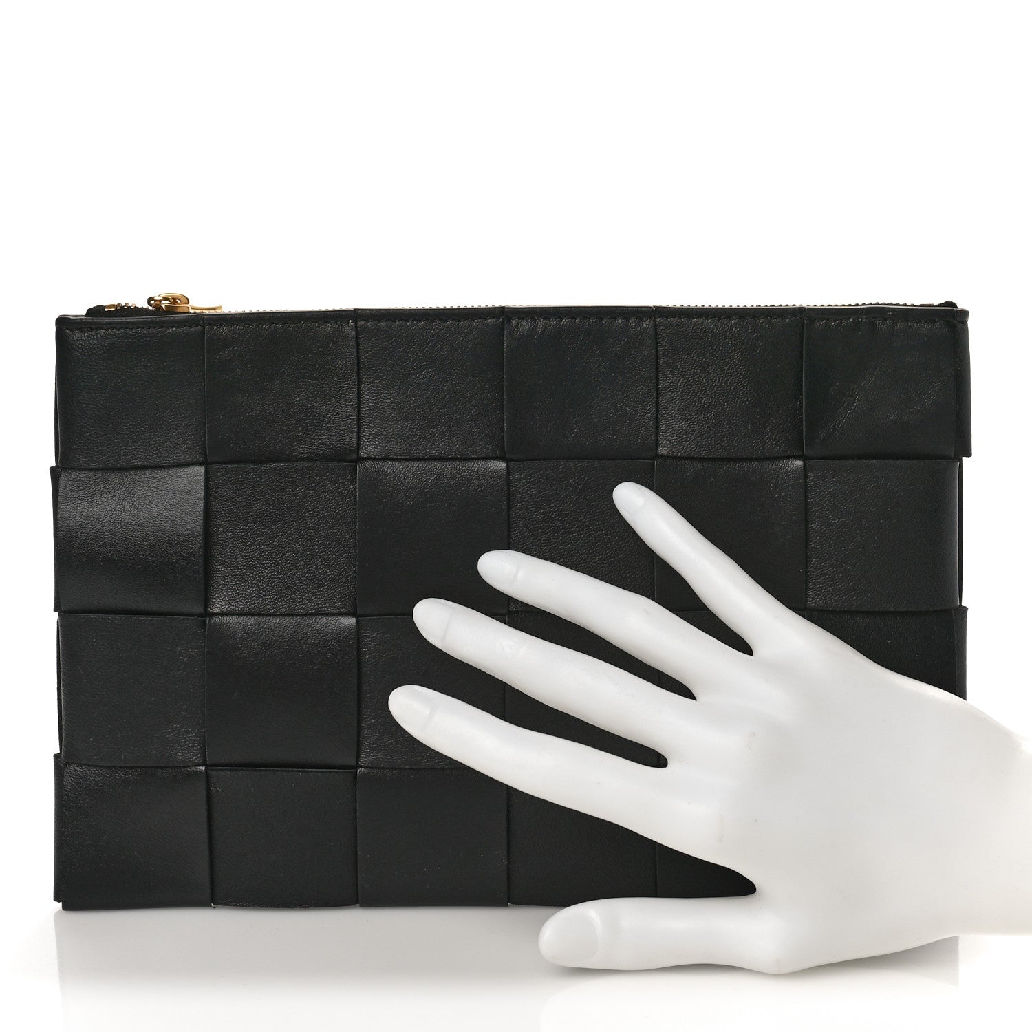 Bottega Veneta Nappa Maxi Intrecciato Small Cassette Flat Zip Pouch Black 2 of 8