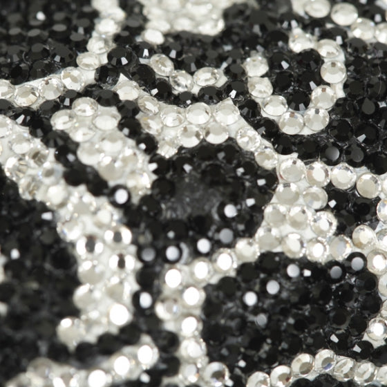 Judith Leiber Crystal Floral Minaudiere Tassel Clutch Black White 9 of 12
