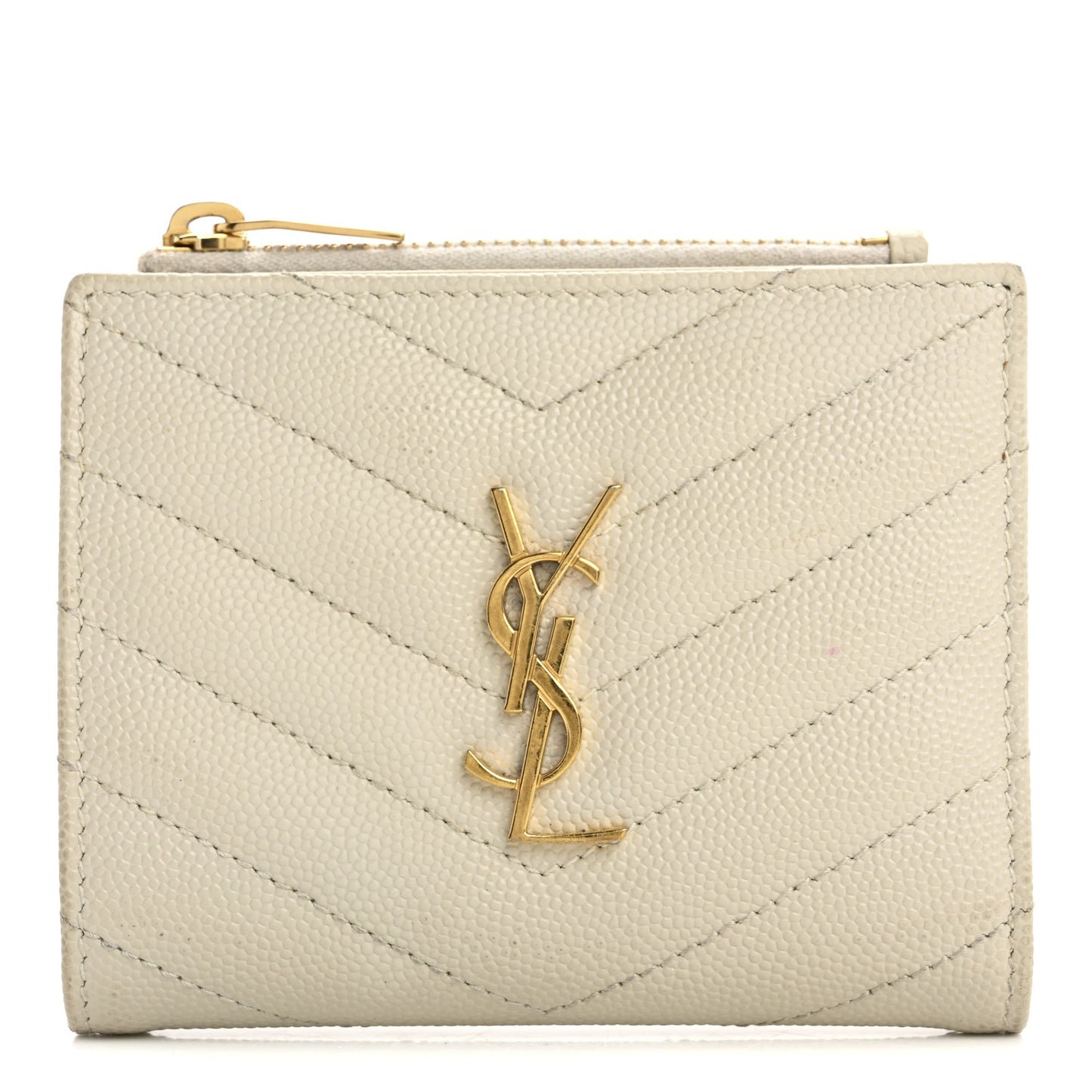 Grain De Poudre Matelasse Chevron Monogram Zipped Card Case Crema Soft Crema Soft