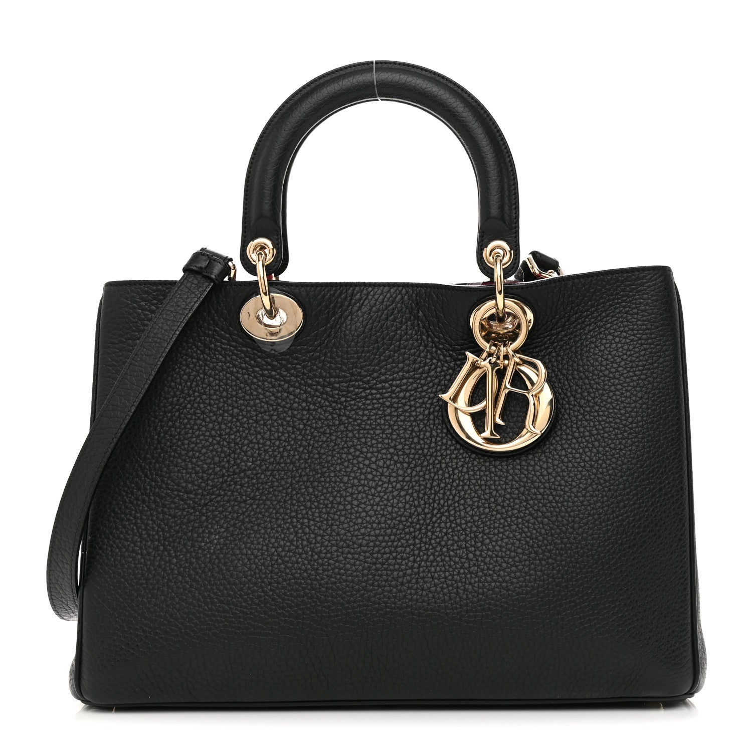 Christian Dior Bullcalf Medium Diorissimo Tote Black Rose Indien 3 of 9