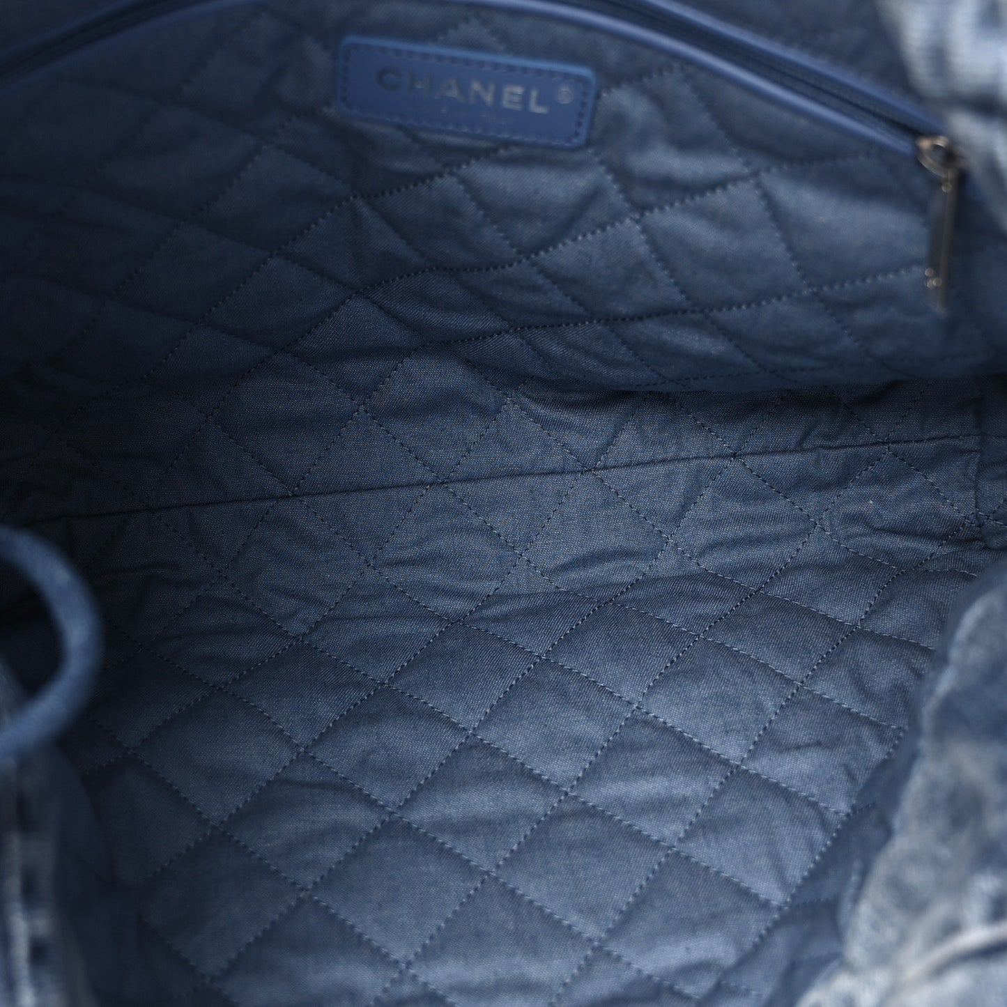 Denim Quilted Small Chanel 22 Blue