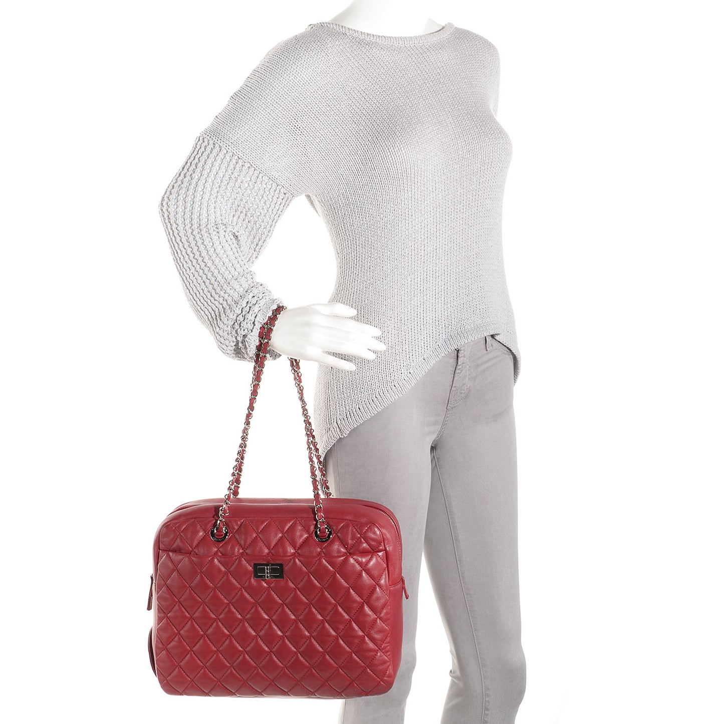 Aged Calfskin Quilted Large Reissue Camera Case Red
