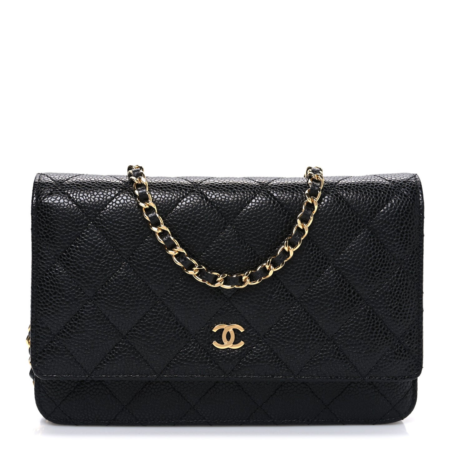 Caviar Quilted Wallet on Chain WOC Black
