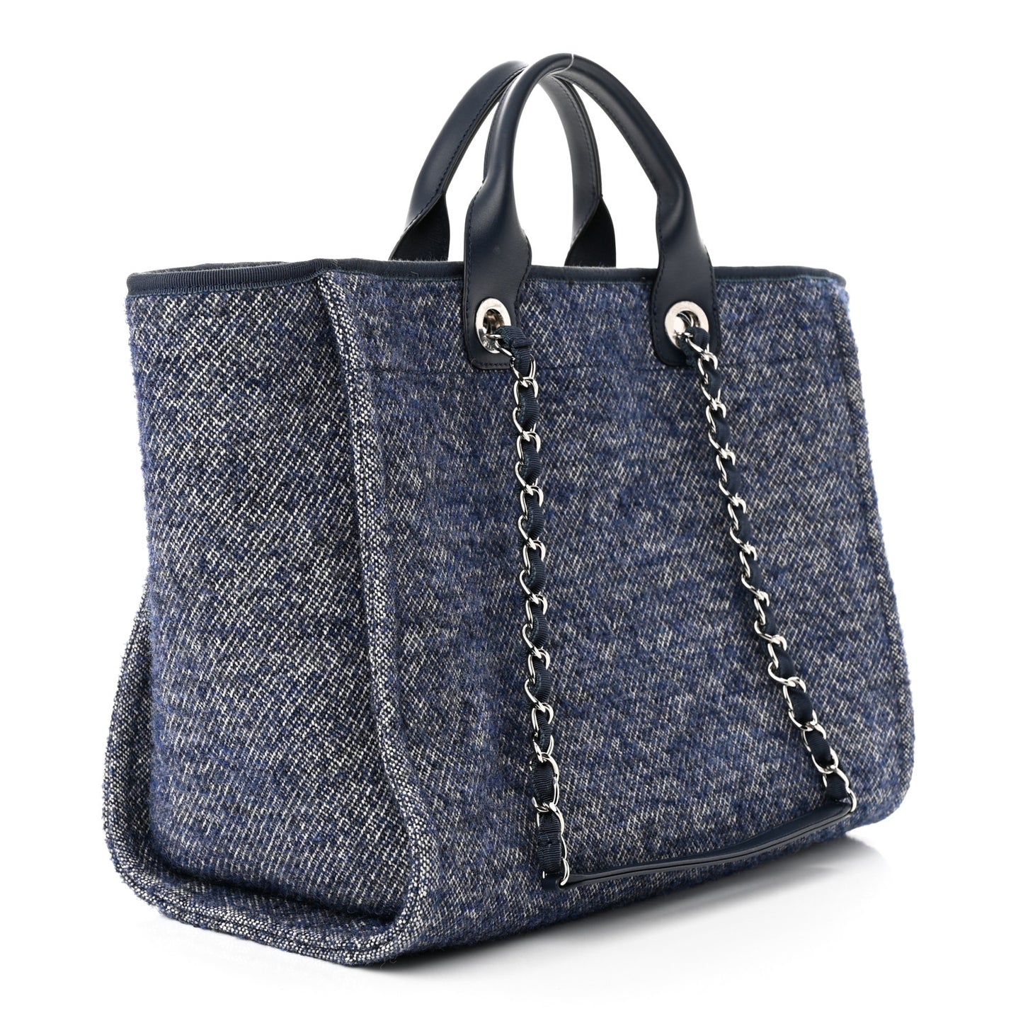 Mixed Fibers Calfskin Medium Deauville Tote Blue