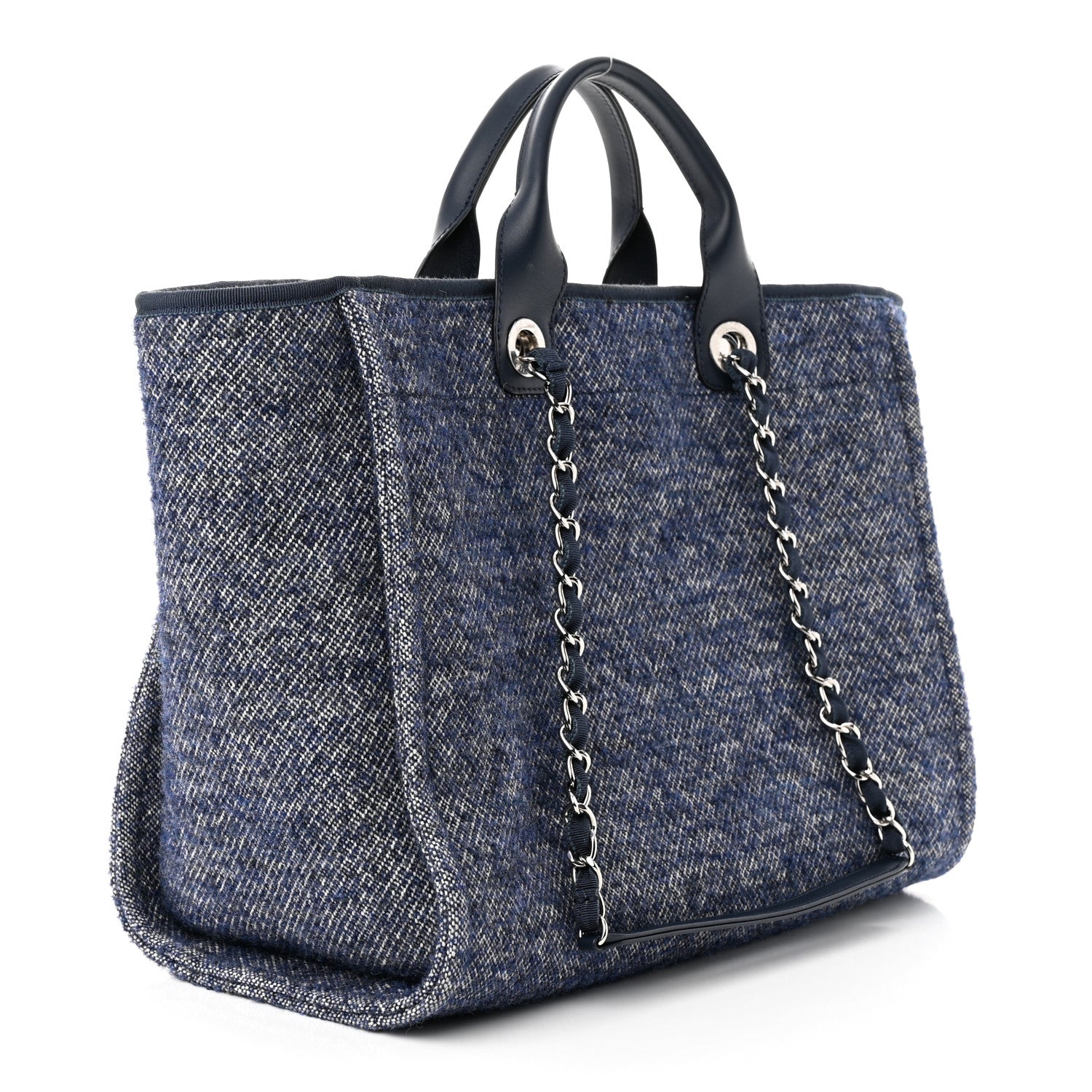 Chanel Mixed Fibers Calfskin Medium Deauville Tote Blue 3 of 11