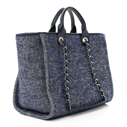 Chanel Mixed Fibers Calfskin Medium Deauville Tote Blue 3 of 11