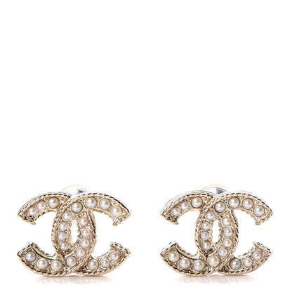 Chanel Pearl CC Earrings Light Gold 1 of 5