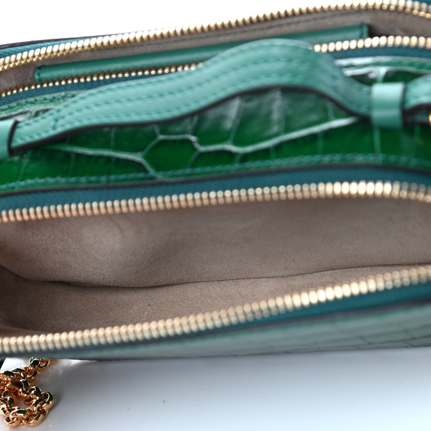 Chloe Calfskin Crocodile Embossed Mini C Vanity Bag Woodsy Green 5 of 5