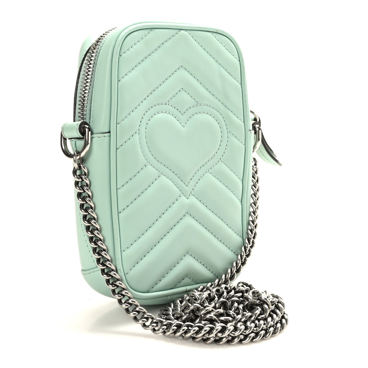 Calfskin Matelasse Mini GG Marmont Crossbody Bag Water Green