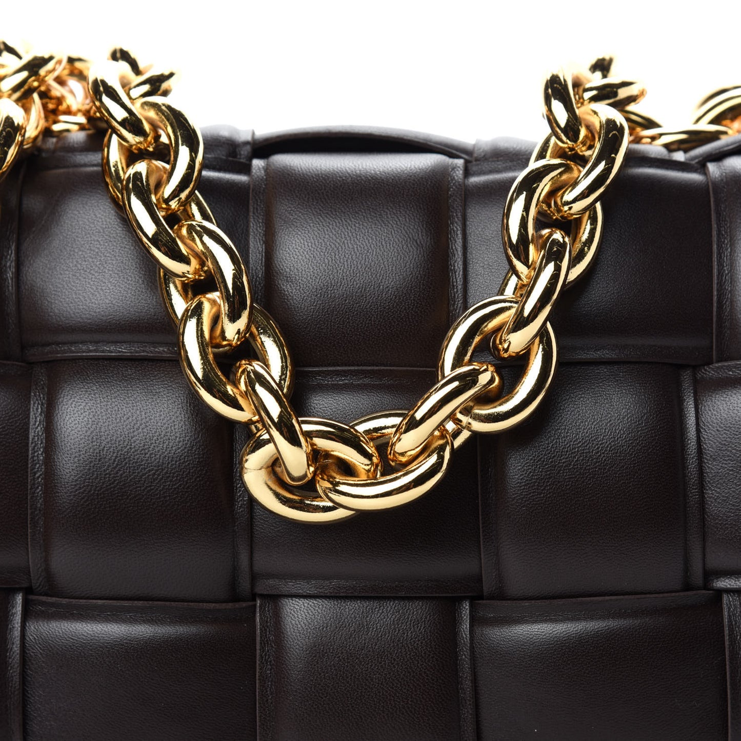 Lambskin Maxi Intreccio Padded Chain Cassette Crossbody Bag Black