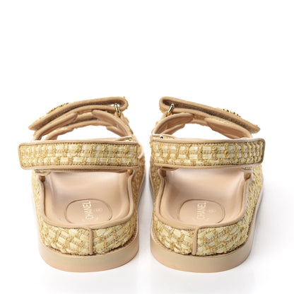 Chanel Braided Fabric Velcro Dad Sandals 40 Beige 5 of 10
