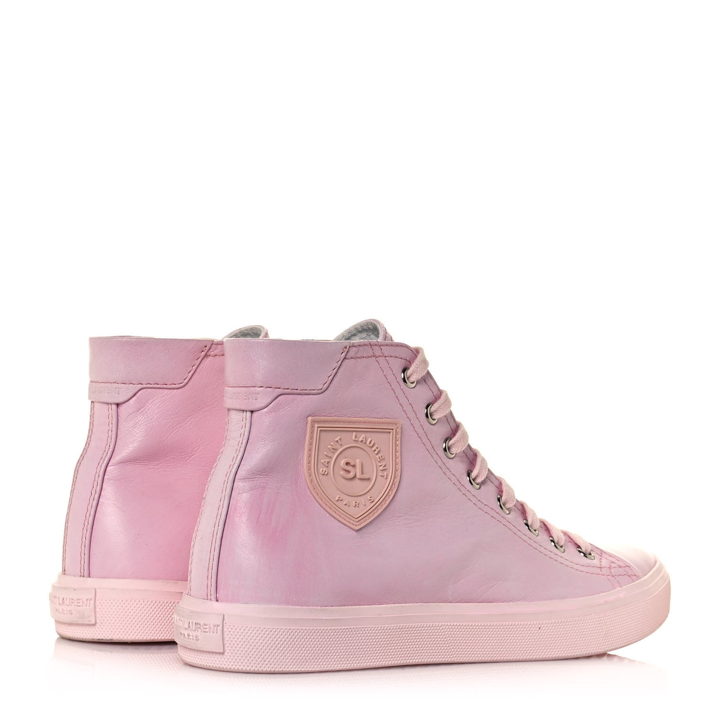 Calfskin Bedford Emblem Hightop Sneakers 39 Pastel Pink