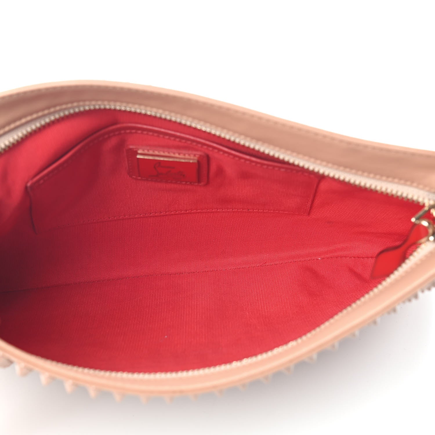 Christian Louboutin Calfskin Studded Loubiposh Chain Clutch Nude 5 of 9