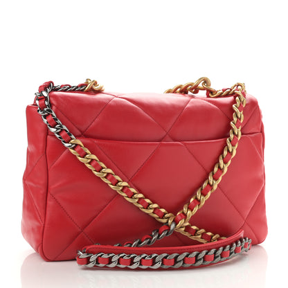 Chanel Lambskin Quilted Large Chanel 19 Flap Red 3 of 10