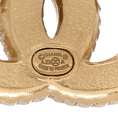 Chanel Metal Enamel CC Earrings Gold Brown 4 of 5