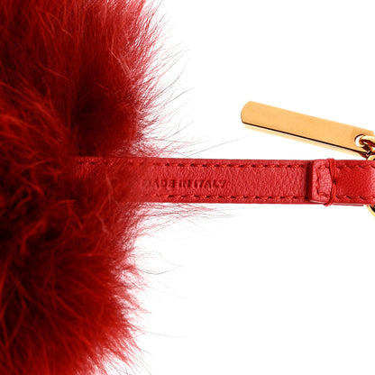 Fendi Fox Fur Shiny Nappa Heart Pom Pom Bag Charm Rosso Rosa 3 of 5